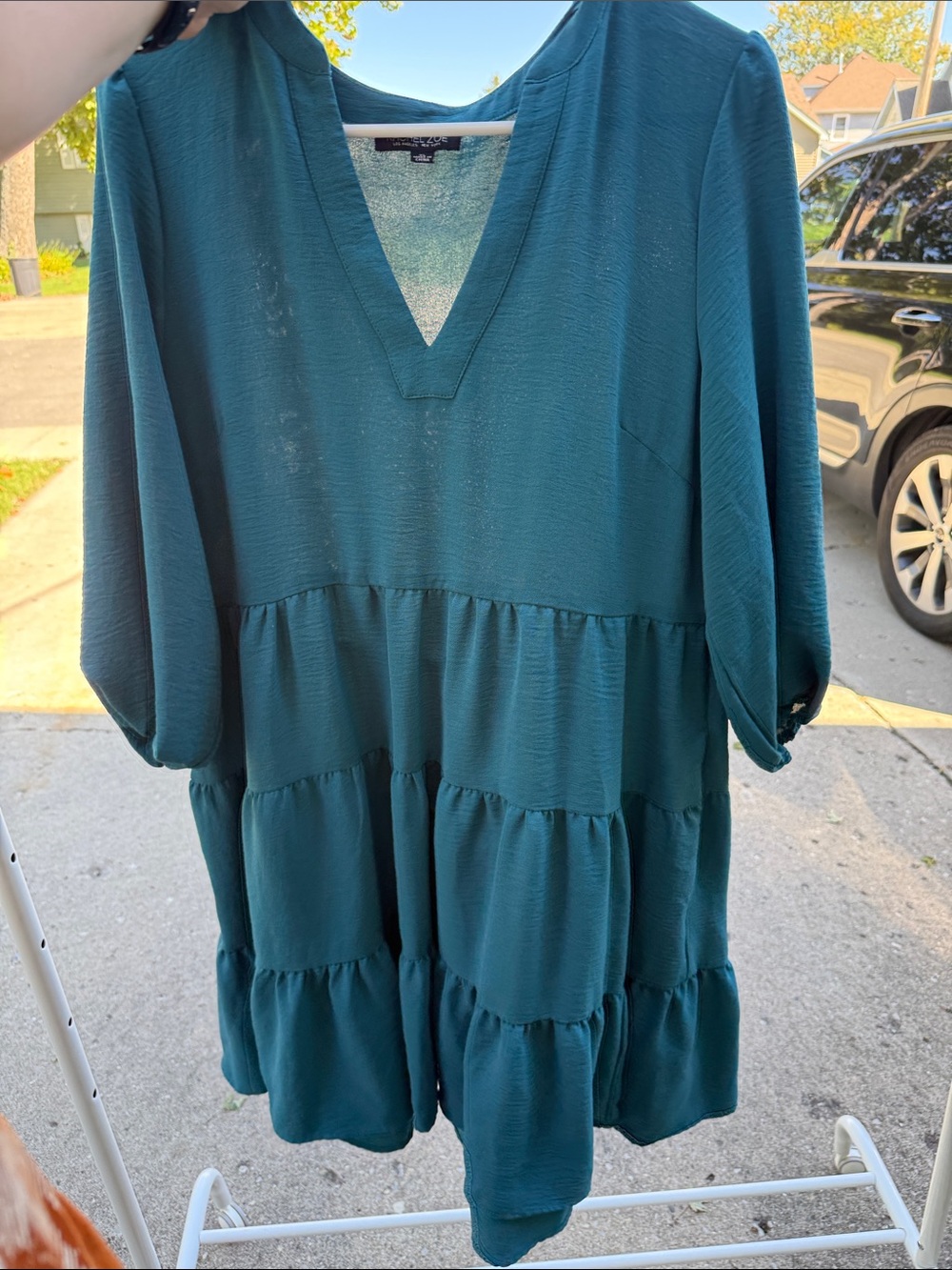 Rachel Zoe Teal V-Neck Tiered Tunic Dress